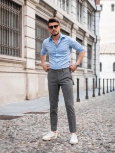 Formal fashion shirt on grey pant